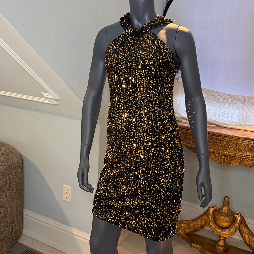 Grace Karin Black and Gold Mini Dress